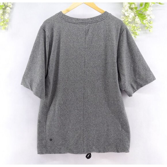 Lululemon Women's Split Short Sleeve Oversized Heathered Speckled Black Sz 6 - Picture 2 of 9